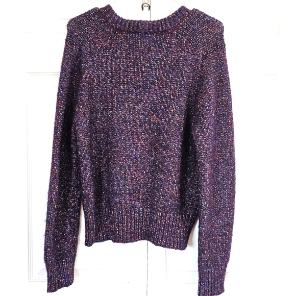 Madewell Metallic Shimmer Pullover Crewneck Sweater Purple Medium Chunky Winter - Picture 6 of 7